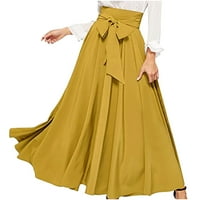 Ženska elegantna visoka struka Tvrtna suknja za vezanje pojavljivača A-line maxi suknja modna čvrsta