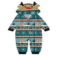 Nokiwiqis Porodica koja odgovara Božićni pidžami Jumpsuits Crtani Elk Santa Snowflake jelena s kapuljačom