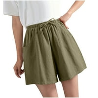 DTIDTPE kratke hlače za žene Ženske kratke hlače Visoki struk labave ležerne tanke široke lanene kratke