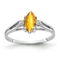Čvrsta 14k bijelo zlato 8x markizi citrirane žute novembarske Gemstone vs Diamond Enference prsten veličine