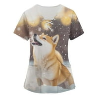 Qcmgmg Ženske košulje kratkih rukava Casual Classic Fit životinjski print T majice V izrez Ljetni vrhovi XL