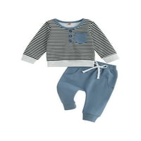 Toddler Boys odijelo prugaste dugih rukava dugih rukava i elastične hlače za odjeću za bebe, 0- godine