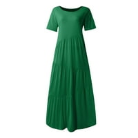 Haljina za žene, ženska modna casual maxi haljina kratkih rukava elegantna nepravilna haljina za zabavu zelena 2xl
