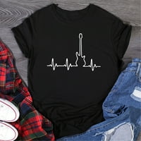 XYSAQA Ljetni vrhovi za žene za žene Žene Ležerne prilike Crewneck Heartbeat Ispiši majicu kratkih rukava