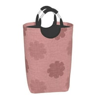 Douzhe 50L pravokutna korpa za pranje rublja, ružičasta Vintage Dot Cvijeće ispisuje vodootporno sklopivo rublje s aluminijskim ručkama