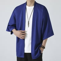 KETYYH-CHN MENS FALL CARDIGANS Draped Open Front Cardigan dugih rukava pletena odjeća Plava, XL
