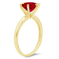 2.5ct okrugli rez crveni prirodni garnita 18k žuta zlatna godišnjica za angažman prsten veličine 7.25