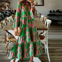 Haljine za prodaju za žene plus veličine kratkih rukava za tisak cvjetnog uzorka V-izrez Midi Fit and