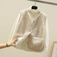 Viadha Ženski džepni prsluk kratka jakna Zimska bez rukava runove gumb od čvrstog odjeća