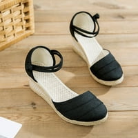 Sawvnm Summer Dame Cipele Platform Wedge Peta zatvorene Sandale Ležerne prilike Žene sandale Veliki pokloni za manje crne SAD: 9
