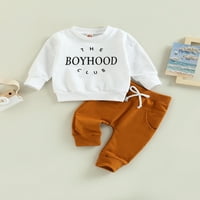 Toddler Baby Boy Valentines Outfits Pismo Pulover Duks dugih rukava Majica Top Hlače Jesen Set za odjeću