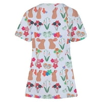 Ženski piling bluze Modni kratki rukav V izrez Ležerne prilike za uskrsnih cvjetnih ispisa Životinjski uzorak Tors T majice sa džepovima