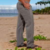 Muška modna casual pamučna povremena lagana konopska vučna konoplja Čvrsta boja hlače na plaži hlače