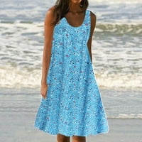 Zhifultu ljetna haljina za plažu Žene Ljeto casual tenka haljina u vratu bez rukava plus veličina haljine