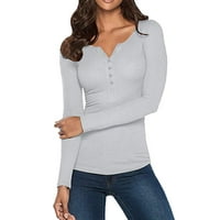 Simu Ženske osnovne ležerne majice Ženske košulje s dugim rukavima Puno rukava dolje Basic Toes Ters Blowheve Bluze za žene Moda