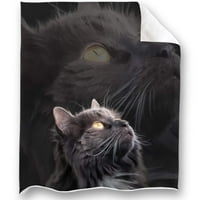 Crna mačje deke Fleece proljeće jesenski životinje Multifunkcijsko meko bacanje ćebad za kućnu uredsku
