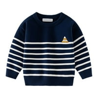 Toddler džemper za djecu za dječake s dugim rukavima Crewneck Striped pamuk pulover Duks jesen zima