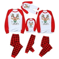 Kiplyki Popust Žene Pajamas Plus Veličina Djeca Merry Božić Elk tiskani Xmas Obiteljska odjeća Loungewear 2-9Y