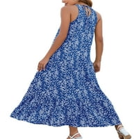 Avamo dame duge haljine iregularne maxi haljine visoki nisko hem ljetni plažni suncobran za žene casual seksi plava 2xl