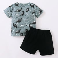 Toddler dječaci kratki rukav crtić Dinosaur otisci majica Tors Hots Shars Set Outfits Black 86