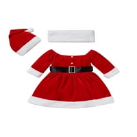 Mialeoley Kids Girgin Božićna haljina, kontrastna haljina + šešir + šal