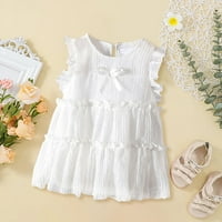NJSHNMN haljina za dijete za djevojčice Ruffled Junior Djeverodbeska haljina za vjenčanicu, 90, bijela
