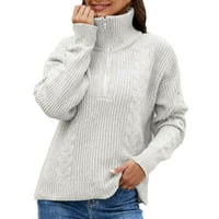 Vremenska pahuljica za žene za žene LEAL dugih rukava, pulover za zgusnute džemper, siva, l