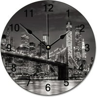 Brooklyn Bridge Zidni sat New York City Skyline Osvetljeni sat Zidni dekor Akumulator je upravljao veliki
