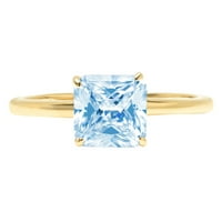2.5ct Asscher Cut Prirodni švicarski plavi topaz 18K žuti zlatni godišnjički angažman prsten veličine