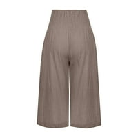 Žene CAPRI Hlače Ležerne prilike obrezane široke hlače za noge Visoki struk nagljeni hlače od baggy salina