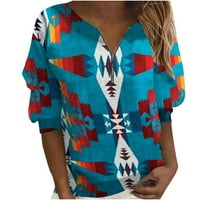 Dezed Ženski vrhovi i bluze Modni ispisani labavi fit majica s dugim rukavima V vrat Ležerne prilike