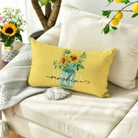 Fupoqi Hello Sunshine Sunflower eukaliptus lišće bacaju jastuk pokrov opruge Ljeto Žuti kauč za jastuk
