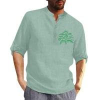 Muns pulover majica s rukavima za muškarce košulja košulja Collar pamuk posteljina print modni top bluza labav dugi rukav dugačak dugi majica s pilingom dugih rukava Tee