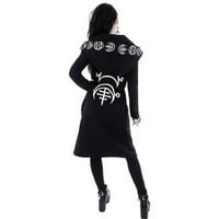 Tking Modne žene Dugi rukav Punk Moon Print s kapuljačom Crni kardigan jakna plus veličina - xxxxxl