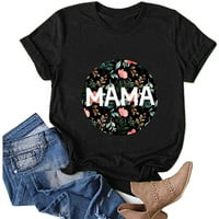 Ženska modna mama pismo Ispis TOP majica O-izrez kratki rukav casual bluza crna xl