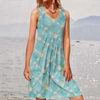 FINELYLOVE STAR haljina Ženska proljetna haljina za djevojke V-izrezana jakna bez rukava svjetlo plava