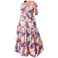Ljetne haljine za prodaju za žene za žene s kratkim rukavima za tisak cvjetnog uzorka Dress Off-ramena