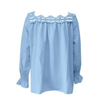 Akiigool dugih rukava za žene ženske plus veličine vrhovi V izrez T majice Bluze casual mekani tablica tunika dugih koluta sa gumbima sa tipkama