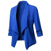 Wendunide usjev vrhovi za žene Ženske čvrste otvorene prednje kardigan blažer s dugim rukavima, casual jakna coat blue xxxxl