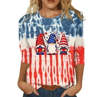 4. jula Košulja Ženska rukava Nezavisnosti Dnevne majice Modni ljetni vrhovi košulje za izrez Simple