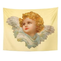 Viktorijanski božićni anđeo Vintage krila Portret Antique Cherubs Zidna umjetnost Viseća tapiserija