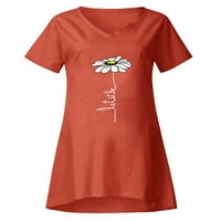Pfysire ženski cvjetni print kratkih rukava majica s rukavima V izrez za vrat crveni l