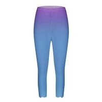 Caveitl ženske casual pantalone, ženski ljetni casual elastični struk ispisane oširene plažne hlače plavo, m