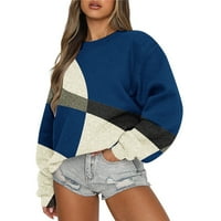 Usmixi prodajna dukserica za žene Ženska fleece dukserica moda plus veličina dame predimenzionirani pulover vrhovi zimski trendy geometrijski print Crewneck bluze s dugim rukavima