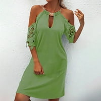 Ljetne haljine Trendy ključani izrez Lovit mini A-linijski haljina za lakiranje zelena XL
