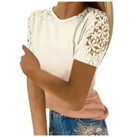 Ženske bluze kratki rukav casual bluza Čvrsta žena TEE CREW vrat ljetni vrhovi Pink XL
