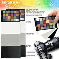 Kamera Karakteristika balansa bijele boje, 4 inča za korekciju boja Postavi Pixiss, 18% siva, crna, sve u sjajnom i mat, premium exposure karticu set s besplatnim objektivom za objektiv kamere mikro vlakno
