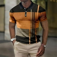 Polo košulje za muškarce Boja blok Print Ljeto kratkih rukava Casual Slim-Fit Quick-suhi sport Performance Tees Narančasti XXXL