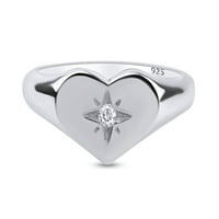 Carat CT okrugli rezan bijeli prirodni dijamantski zaručni prsten u obliku srca u obliku srca u 14k bijelo zlato preko sterlinga srebrne za ženske prstene veličine-9