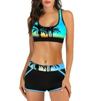 SHPWFBE kupaći kostim za žene postavilo bikini Print kupaći kostimi Digital Beachwebrower High Split